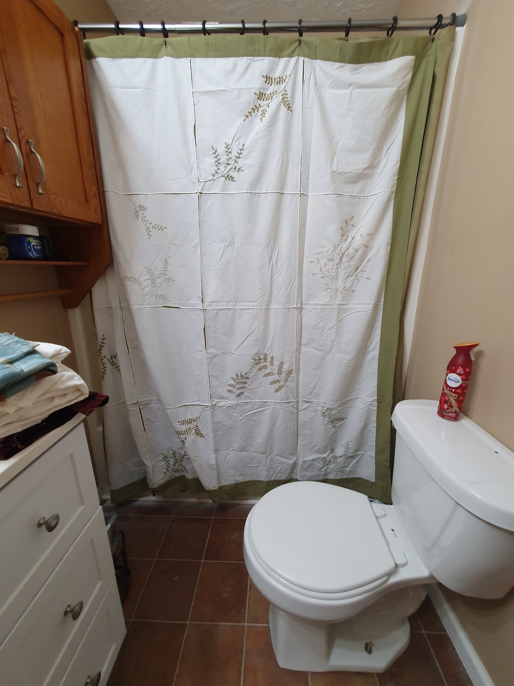 White and Green Botanical Shower Curtain - Unbranded